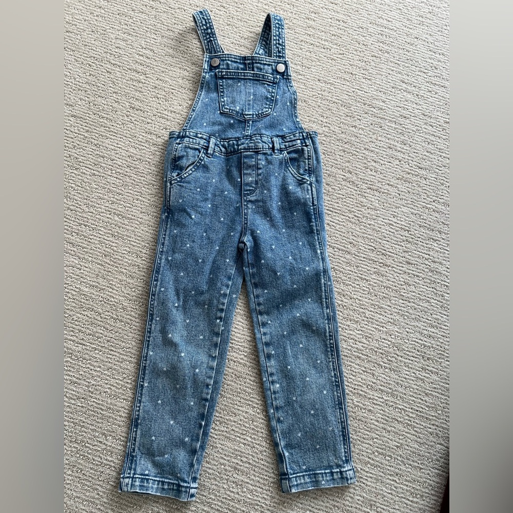 Old Navy Denim Overalls with Polka Dots Size 5T